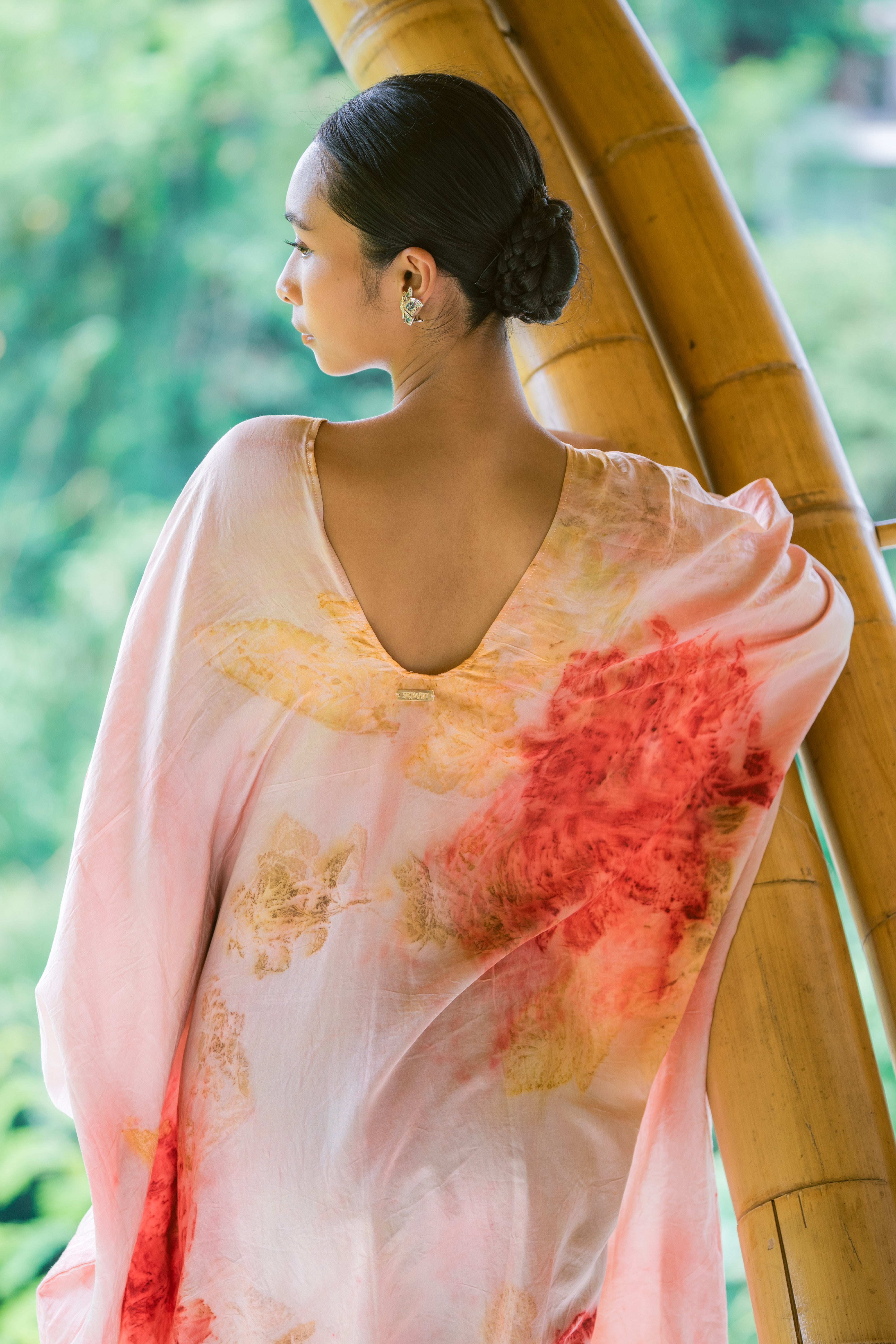 The Parvati – Pink, Yellow & Red Cotton Silk Eco Print Dress